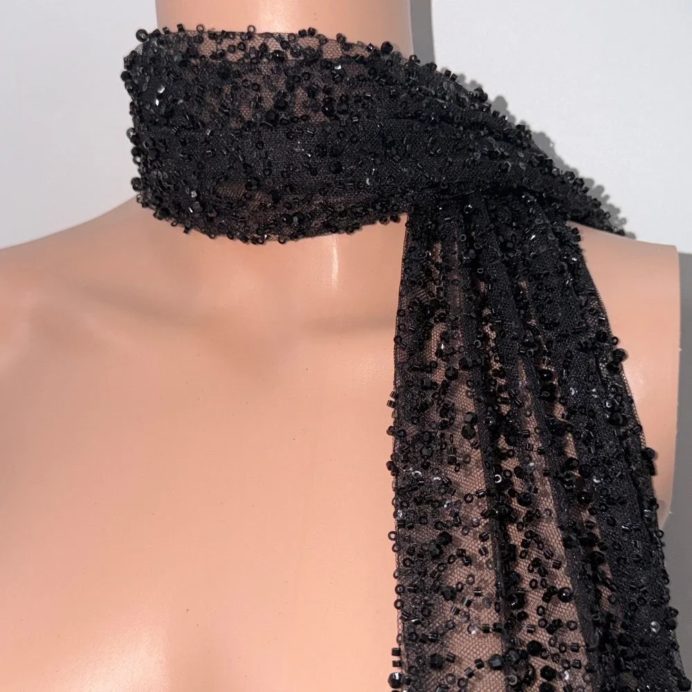 Old Hollywood Mob Wife Sequin Scarf Party Wrap 90s Y2K Evening Bling WhimsiGoth